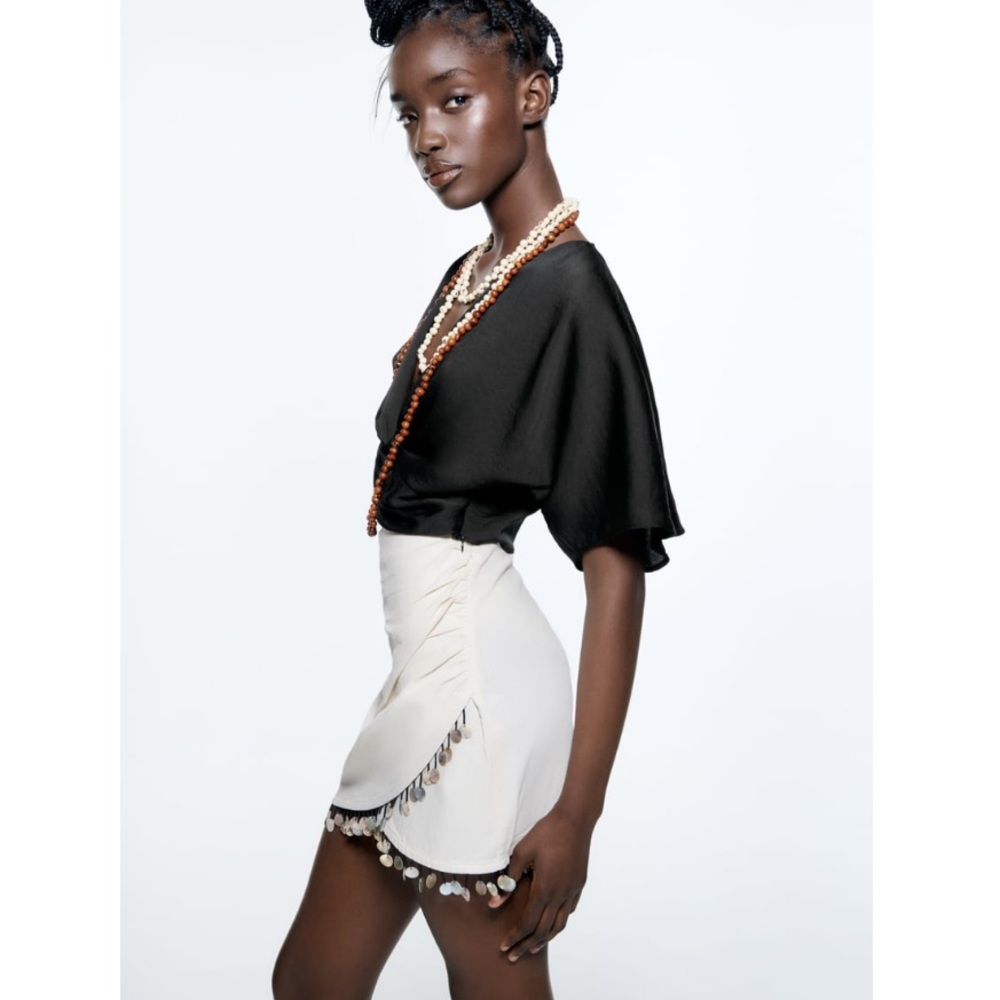 Zara Beaded linen blend mini skirt - Picture 12 of 14